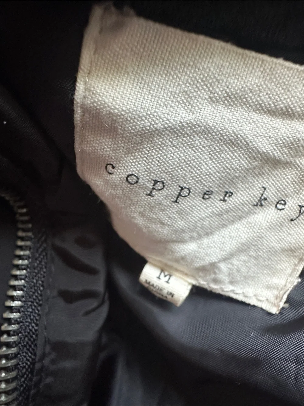 Copper Key Black Quilted Jacket with Zip Detail